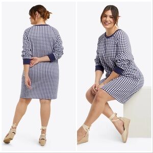 Draper James Sweater Dress Gingham Long Sleeve Mini Holiday Christmas Size Large
